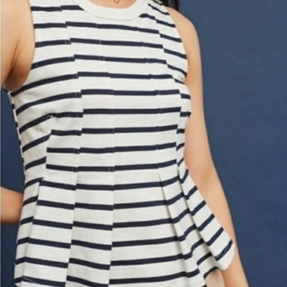 ANTHROPOLOGIE POSTMARK STRIPED PEPLUM TOP - Picture 3 of 8